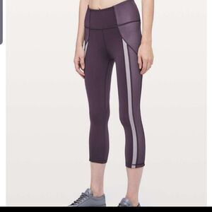 Lululemon Power Lines Crop Cyber/Dark Chrome  Sz 2